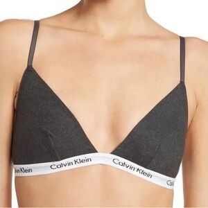 Calvin Klein Carousel Triangle Bralette in Dark Gray